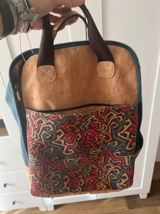 Mochila corcho estampada - Marrón-Verde