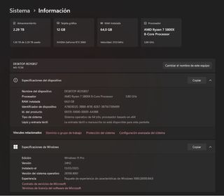 PC Gamer/edicion de videos AMD 75800x 64GB 3060