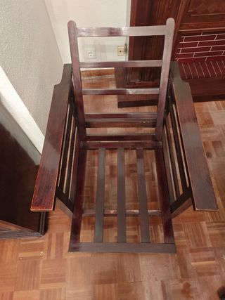 Sillón madera de caoba y tela - Vintage