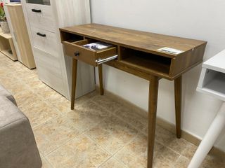 NUEVO-Escritorio vintage blanco y marrón con cajon