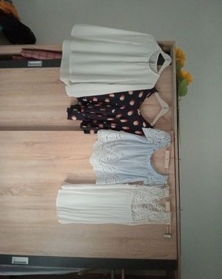 4 blusas mujer - Blanco y Azul