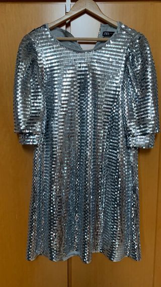 Vestido Zara plata fiesta T.XXL