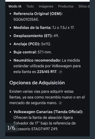 Llantas 17 pulgadas volkswagen golf 7 negra mate