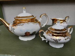 Servizio da tè in porcellana, oro 24k