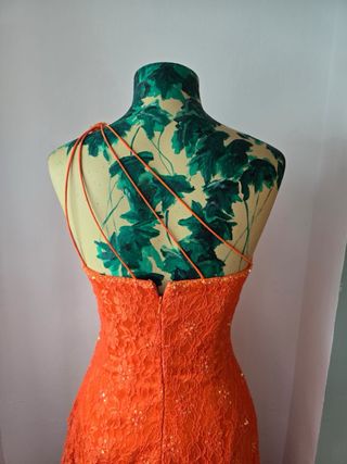 Vestido fiesta asimétrico naranja
