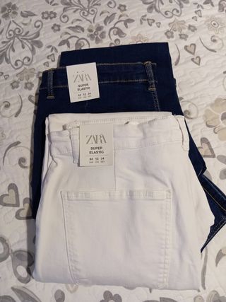 2 Vaqueros Zara Talla 44 - Azul y Blanco