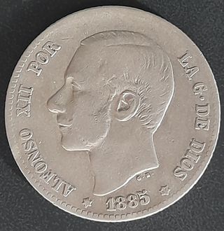 1 Peseta 1885 (86) MS M (Alfonso XII) ¡Plata!