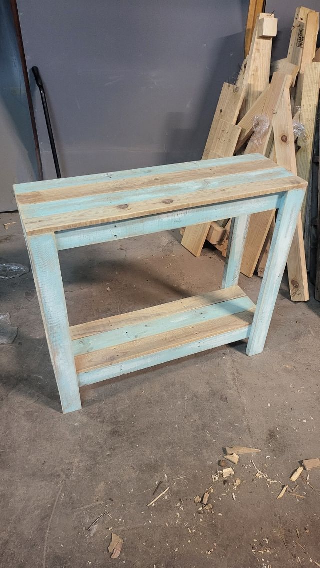 Tavolo consolle rustico blu