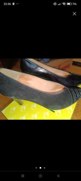 Zapatos negros piel y ante