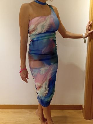 Vestido midi multicolor talla M