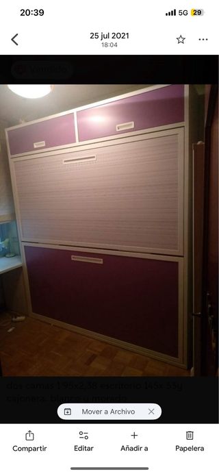 Litera juvenil plegable morada y blanca