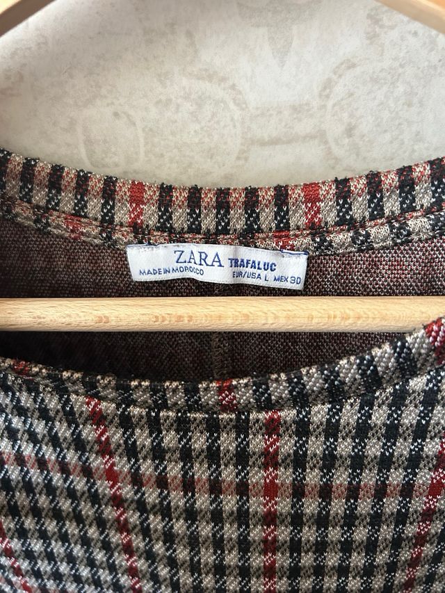 Vestido cuadros marrón-rojo