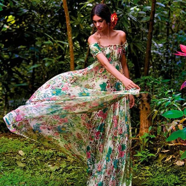 Abito in gazar floreale multicolore