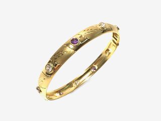 brazalete oro 18k con piedra con circonita