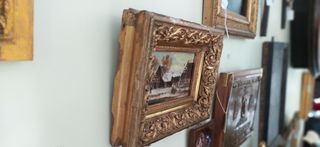 Cuadro antiguo paisaje invernal