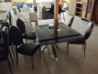 Mesa cristal extensible + 4 sillas