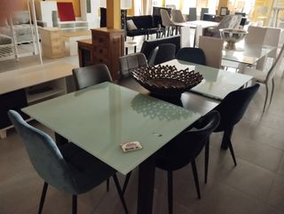 Mesa cristal 6 sillas - Alta gama