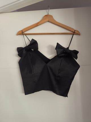 Top negro Zara con lazos - Talla S