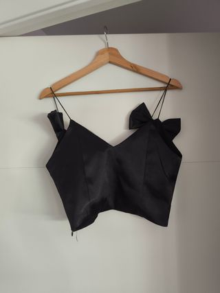 Top negro Zara con lazos - Talla S