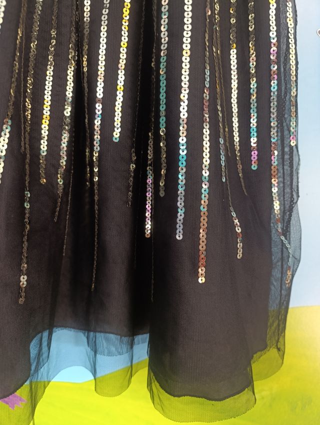 Vestido fiesta niña lentejuelas negro H&M talla 14