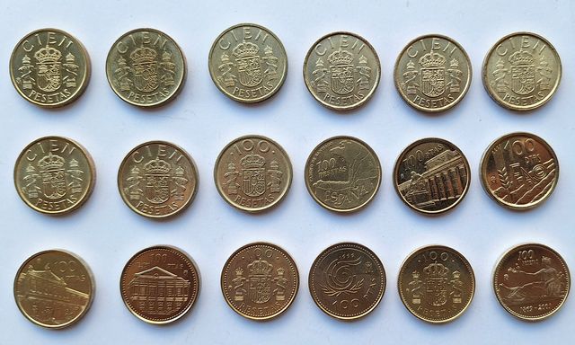 LOTE 18 MONEDAS 100 PESETAS JUAN CARLOS 1982-2001