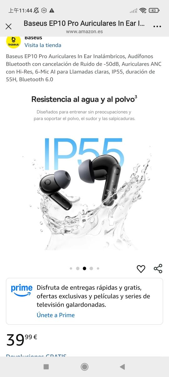 Baseus EP10 Pro Auriculares In Ear Inalámbricos, A
