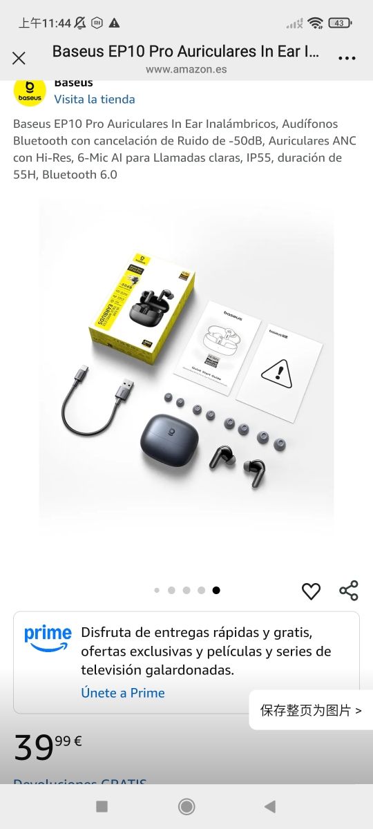 Baseus EP10 Pro Auriculares In Ear Inalámbricos, A