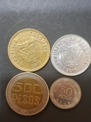 8 Monedas Colombia: 50, 100, 200 pesos