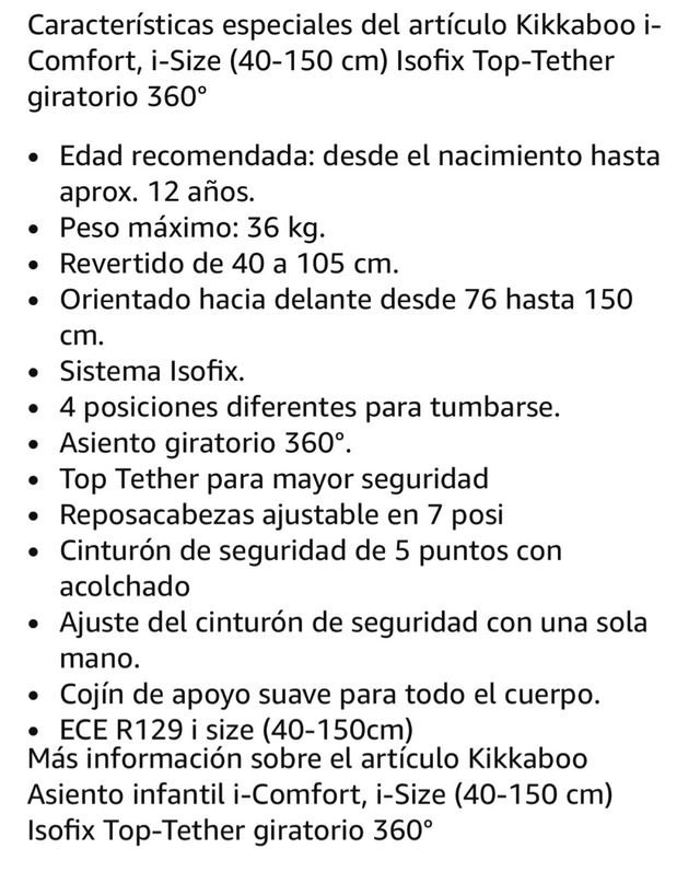 Silla coche Kikkaboo iComfort iSize 0-12