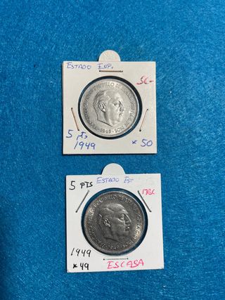 5 Pesetas 1949 *49 y *50 