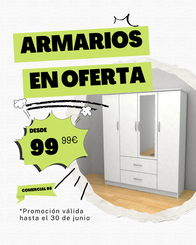 Armario 3 puertas blanco - Oferta