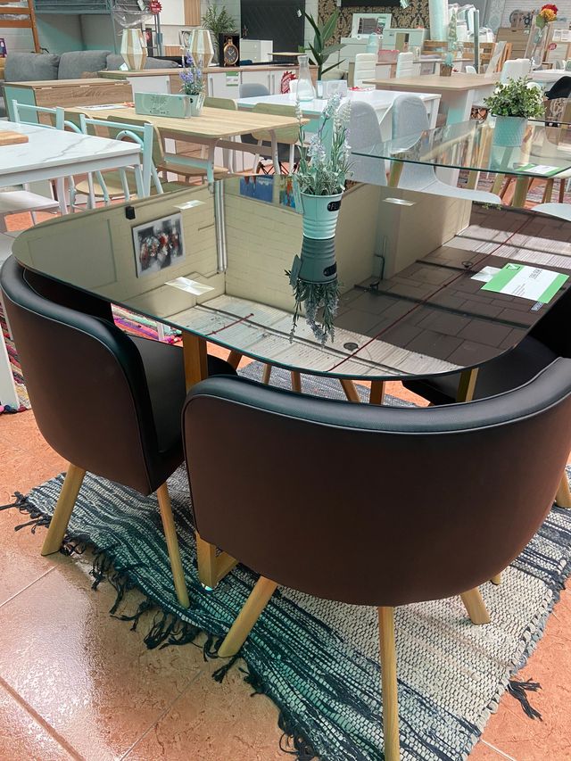 Mesa Comedor 4 sillas negra