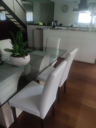 5 Sillas Comedor Blancas - Piel Sintética