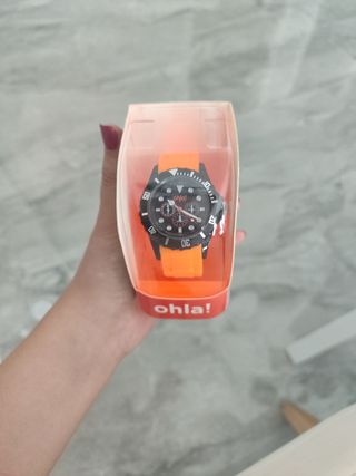 Reloj Ohla! naranja y negro