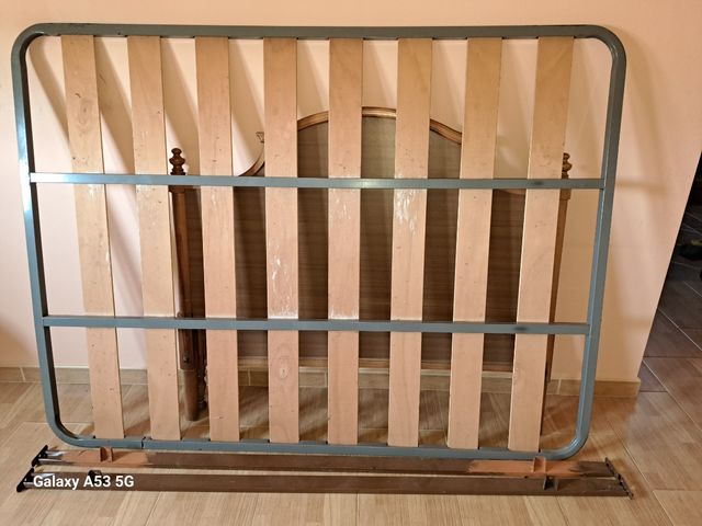 Cama completa +Somier 135cm - Gris y marrón