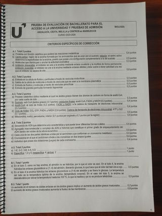 Exámenes selectividad biología Andalucía 