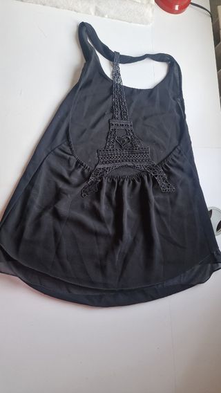 Top negro espalda Torre Eiffel sin estrenar