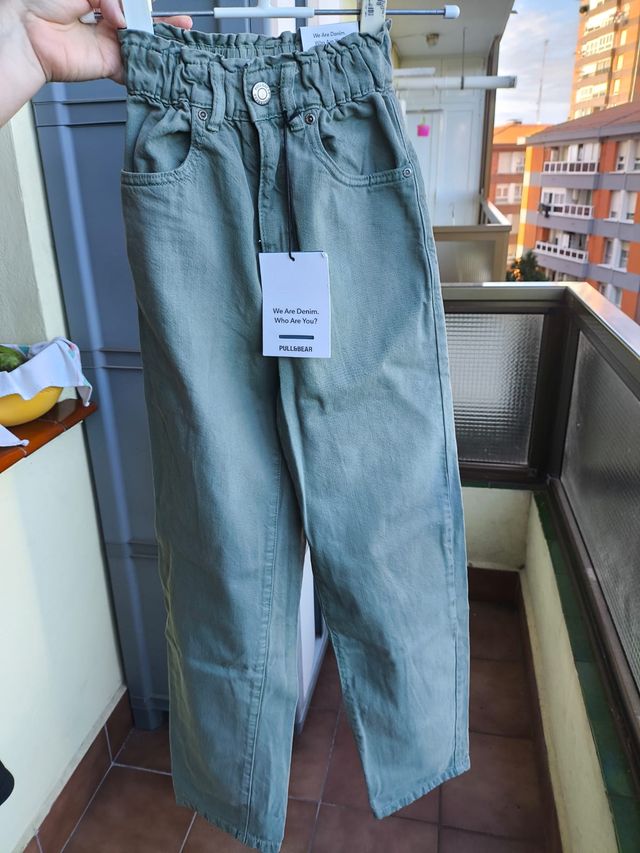 Pantalones Vaqueros Pantalon Verde Mujer Pull And Bear Pantalon