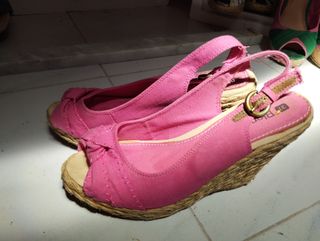 Alpargatas rosa fucsia - cuña alta - nº 37