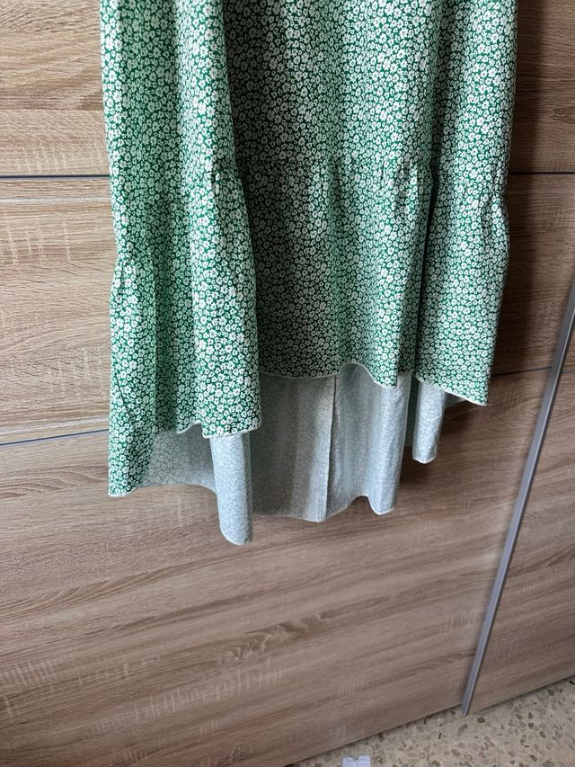 Vestido midi verde estampado '