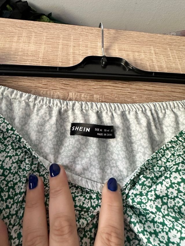 Vestido midi verde estampado '