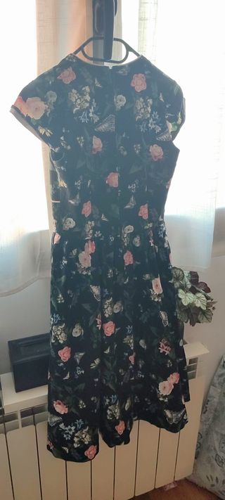 Vestido floral negro vintage