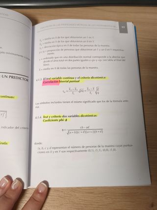 Formulario de psicometría y tablas estadísticas