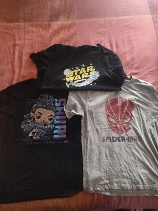 3 Camisetas Marvel XL y L: Star Wars, Marvel