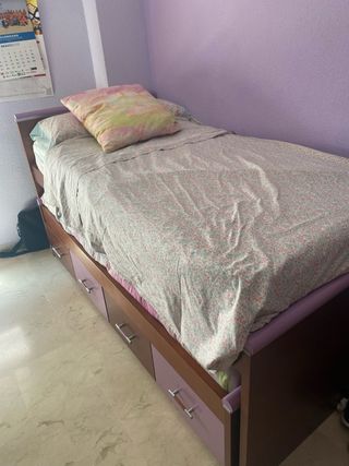 Cama nido juvenil marrón-morada