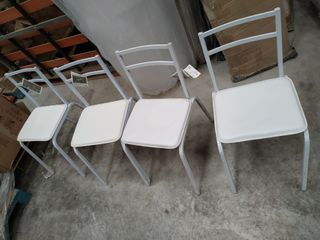 4 Sillas blancas cocina - metal
