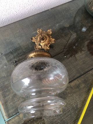 Lámpara antigua  dectecho cristal y latón