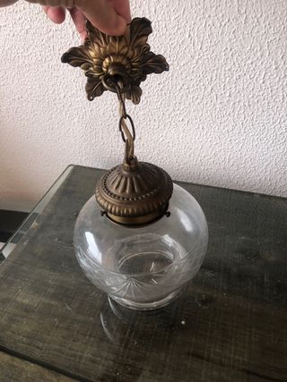 Lámpara antigua  dectecho cristal y latón
