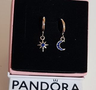 Pendientes de aro luna y sol azul