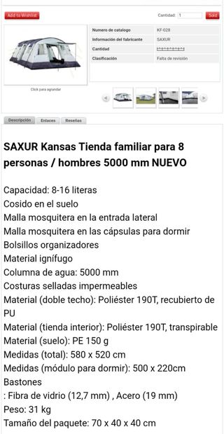 Tienda camping 16 personas Saxur 5.80x5.20 metros